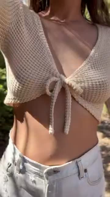 bouncing tits outdoor public tease amateur boobs jean shorts sex video