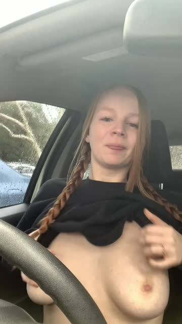flashing redhead car free porn video