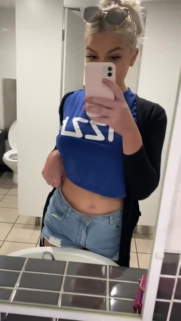 bathroom flashing teen public fake boobs big tits sex video