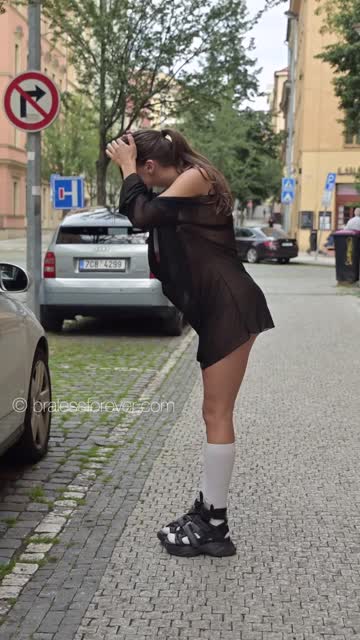 voyeur braless public sheer clothes 