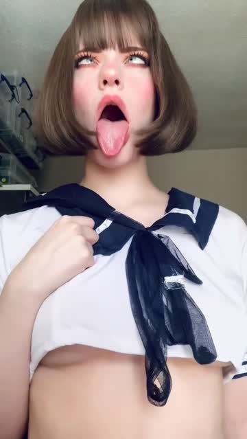 tongue fetish ahegao schoolgirl long tongue hot video