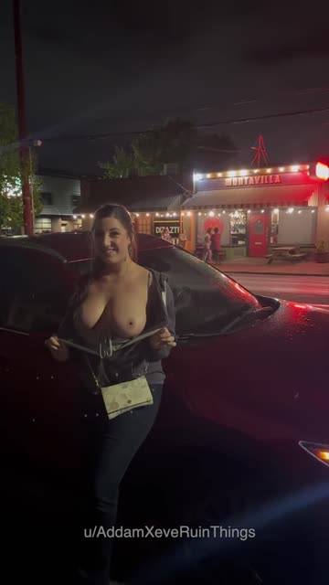 milf hotwife flashing huge tits public curvy pawg 