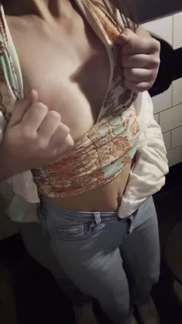 teasing public tits toilet hot video