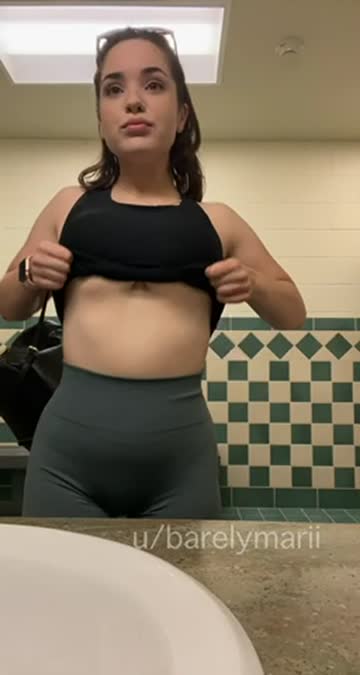 gym natural tits titty drop hot video