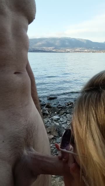 thick cock exhibitionism outdoor blowjob abs 