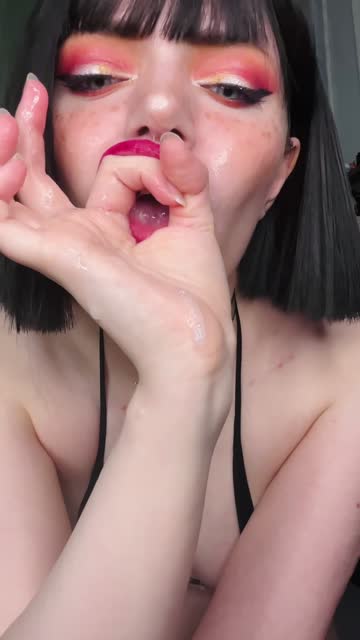 ahegao tongue fetish spit drooling finger in mouth long tongue tongue nsfw video