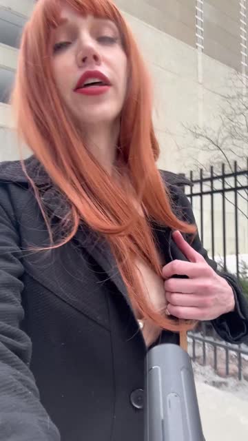 redhead public tease boobs nipple xxx video