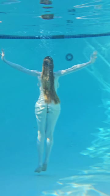 red hair redhead long hair long legs pool 