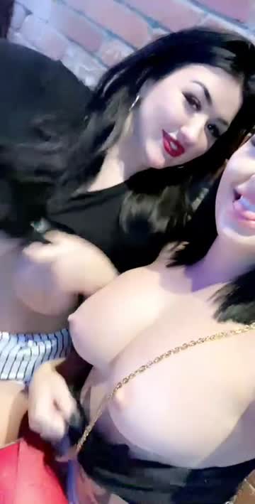 public big tits flashing lesbian 