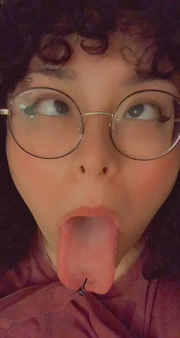 latina tongue fetish ahegao chubby pierced drooling glasses porn video