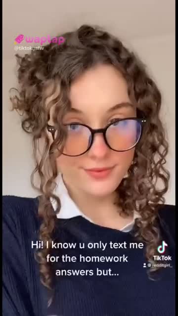 big tits glasses nerd curly hair busty tiktok nsfw video