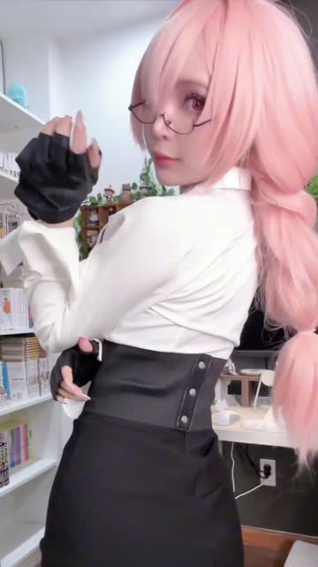 legs skirt secretary glasses costume pink hair sex video