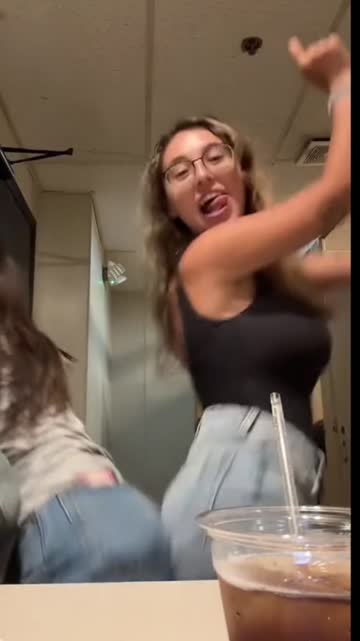 stacked jean shorts big tits busty curly hair dance 