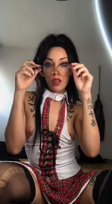 tattoo schoolgirl goth glasses 