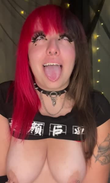 drooling goth ahegao emo tongue fetish spit hot video