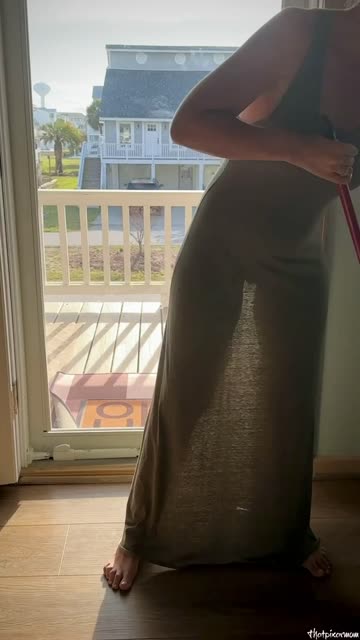 cleaning see through clothing milf 