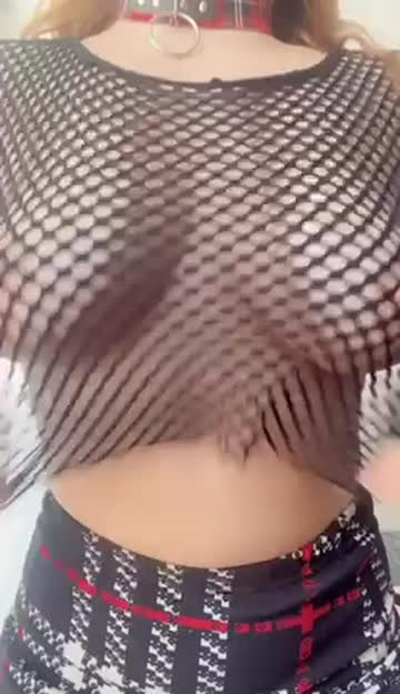 busty redhead see through clothing fishnet big tits boobs amateur hot video